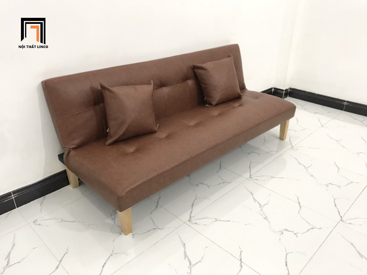  Bộ ghế sofa bed giường nằm 1m7 phòng khách GBL1 giả da nâu 