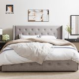  Giường ngủ bọc vải xám đậm GN107 Standie giật nút hiện đại 