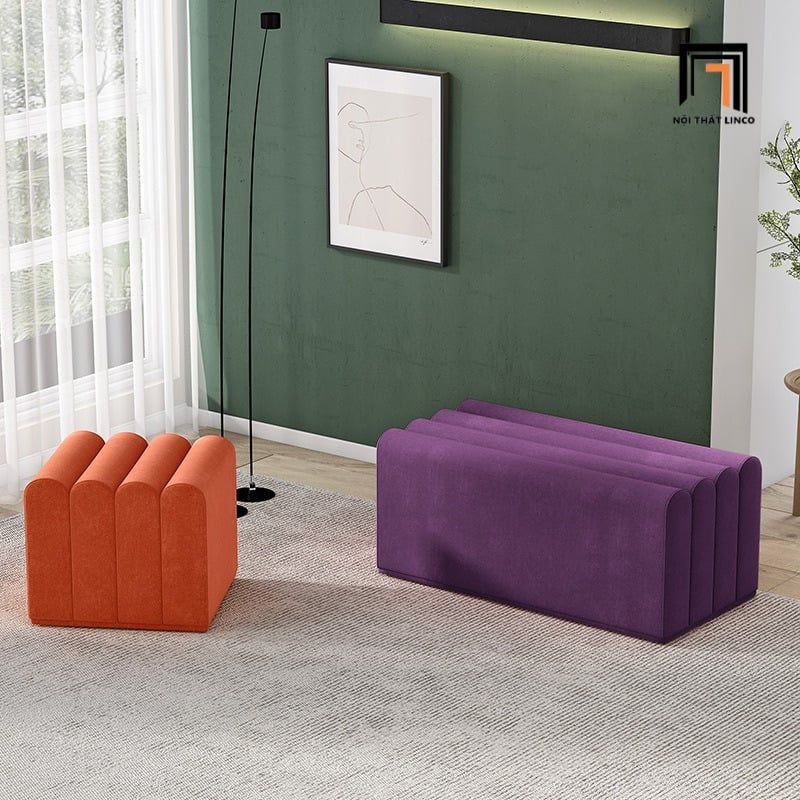  Ghế sofa đôn cho sảnh chờ SB23 Waling 1m x 50 vải nhung kem 