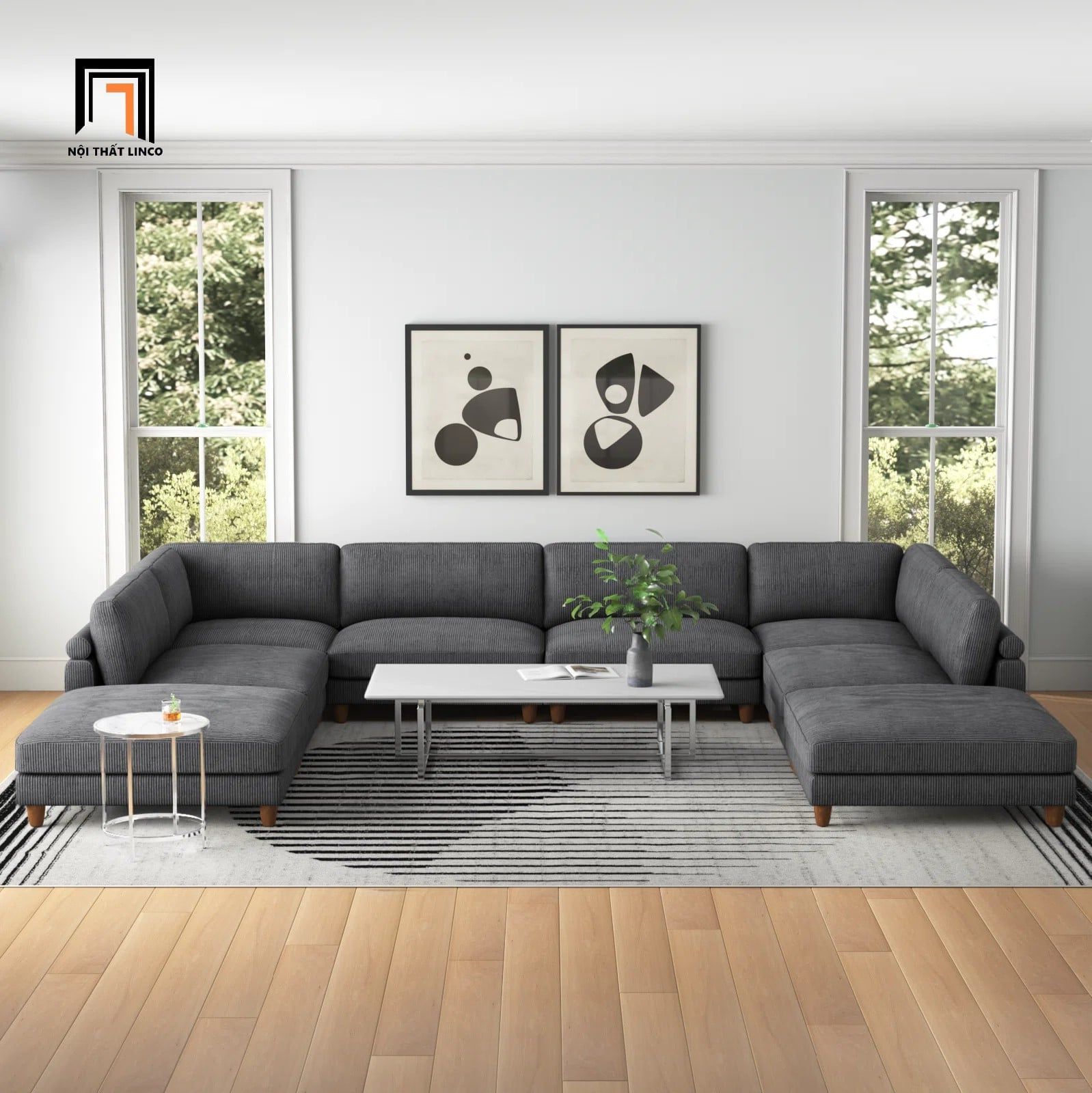  Bộ sofa chữ U UT31 Duroy 3m4 cao cấp, rộng rãi cho gia đình 