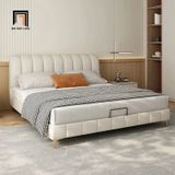  Giường bọc da giả xám trắng GN81 Moya phòng ngủ gia đình 