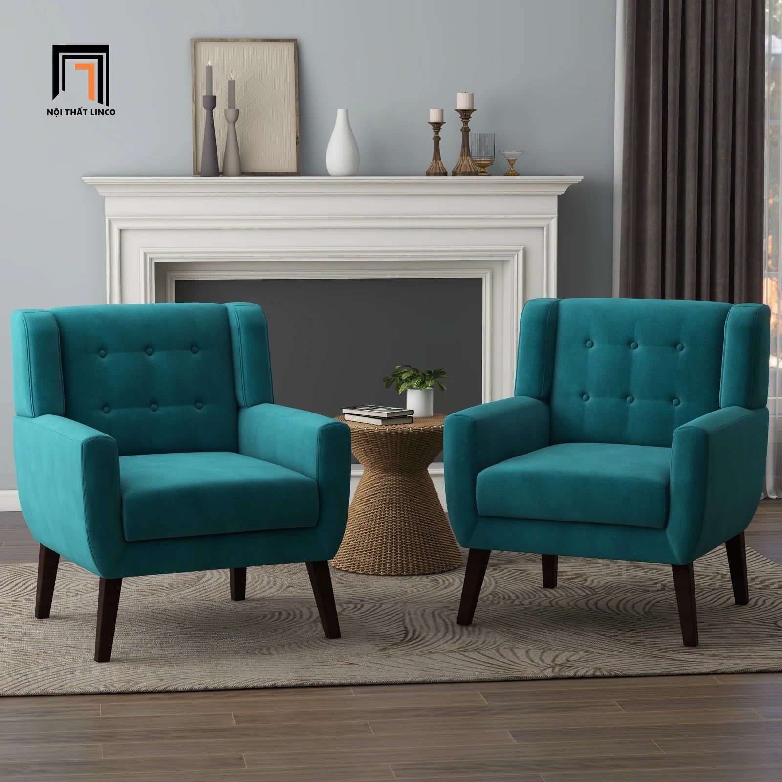  Sofa đơn màu xanh dương DT96 Uixe cho văn phòng tiếp khách 