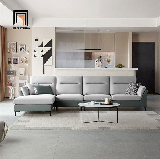  Bộ sofa góc L 3m x 1m6 da công nghiệp GT35 Miseti phòng lớn 