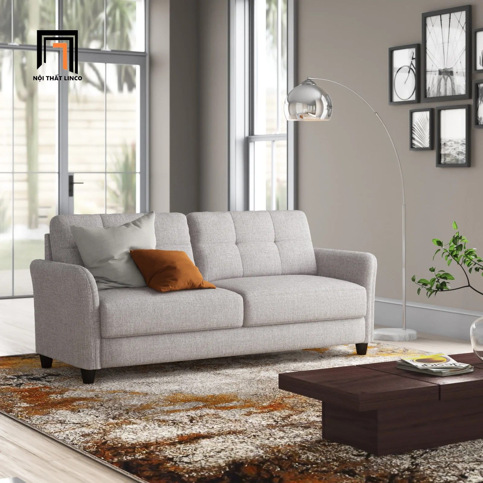  Ghế sofa băng văng xám phòng khách BT29 Helsley 1m9 giá rẻ 