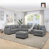  Bộ sofa U Âu Mỹ UT33 Marsala 3m4 màu xám trắng thanh lịch 