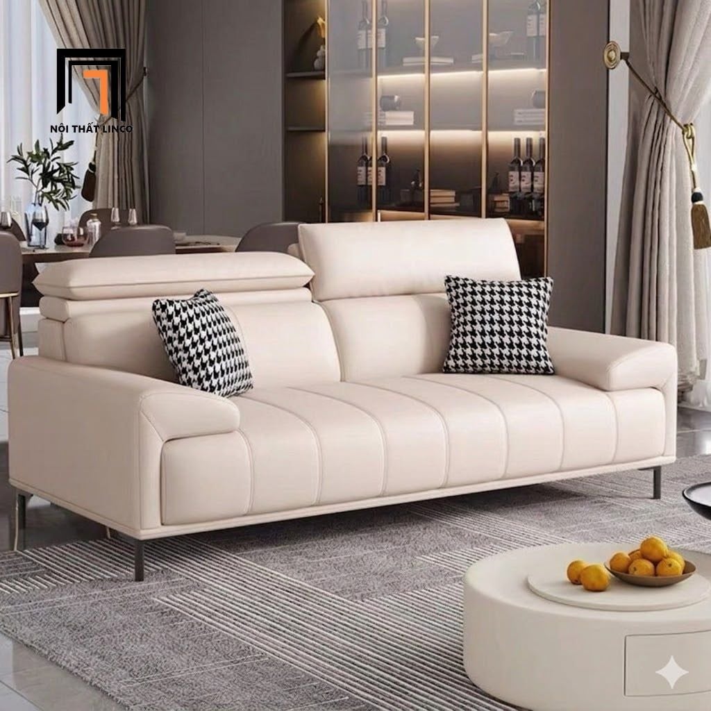  Ghế sofa băng gật gù BHQ81 Laurel 2m6 da giả màu xám trắng 