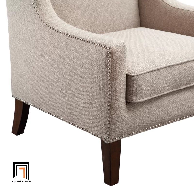  Ghế sofa đơn phong cách châu Âu DT88 Pennard vải nỉ trắng kem 