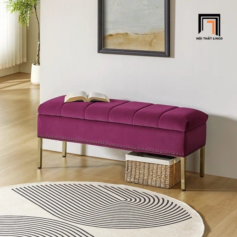  Sofa đôn dài vải nhung đen SB8 Arlo 1m2 kiểu dáng trẻ trung 