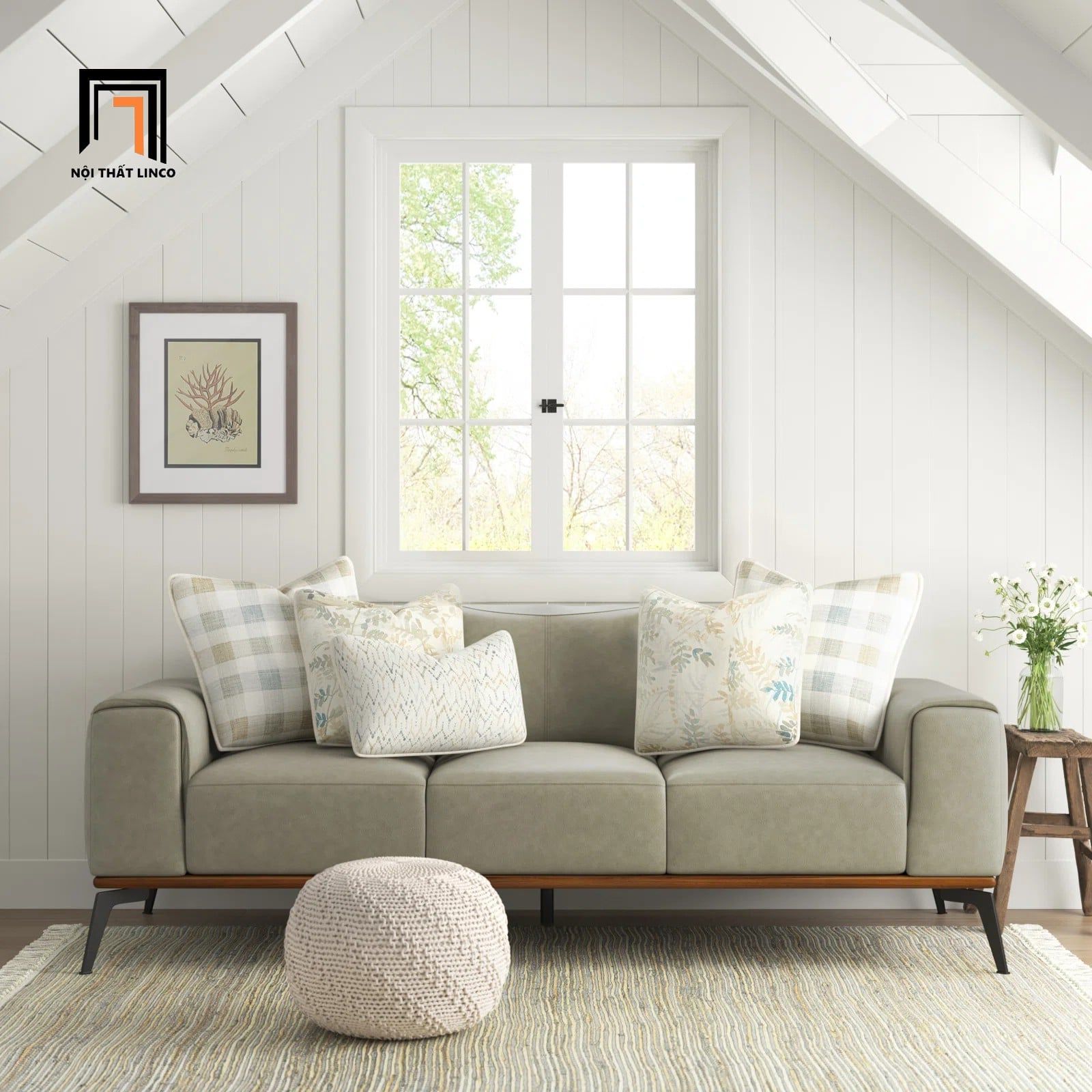  Ghế sofa chữ L da công nghiệp GT75 Conley 2m3 x 1m6 hiện đại 