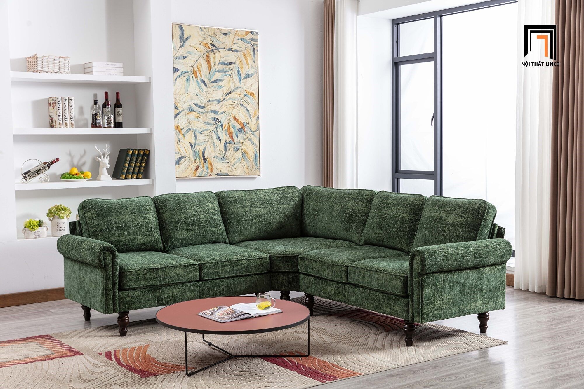  Bộ ghế sofa góc L châu Âu 2m4 x 2m4 GT68 Winston sang trọng 