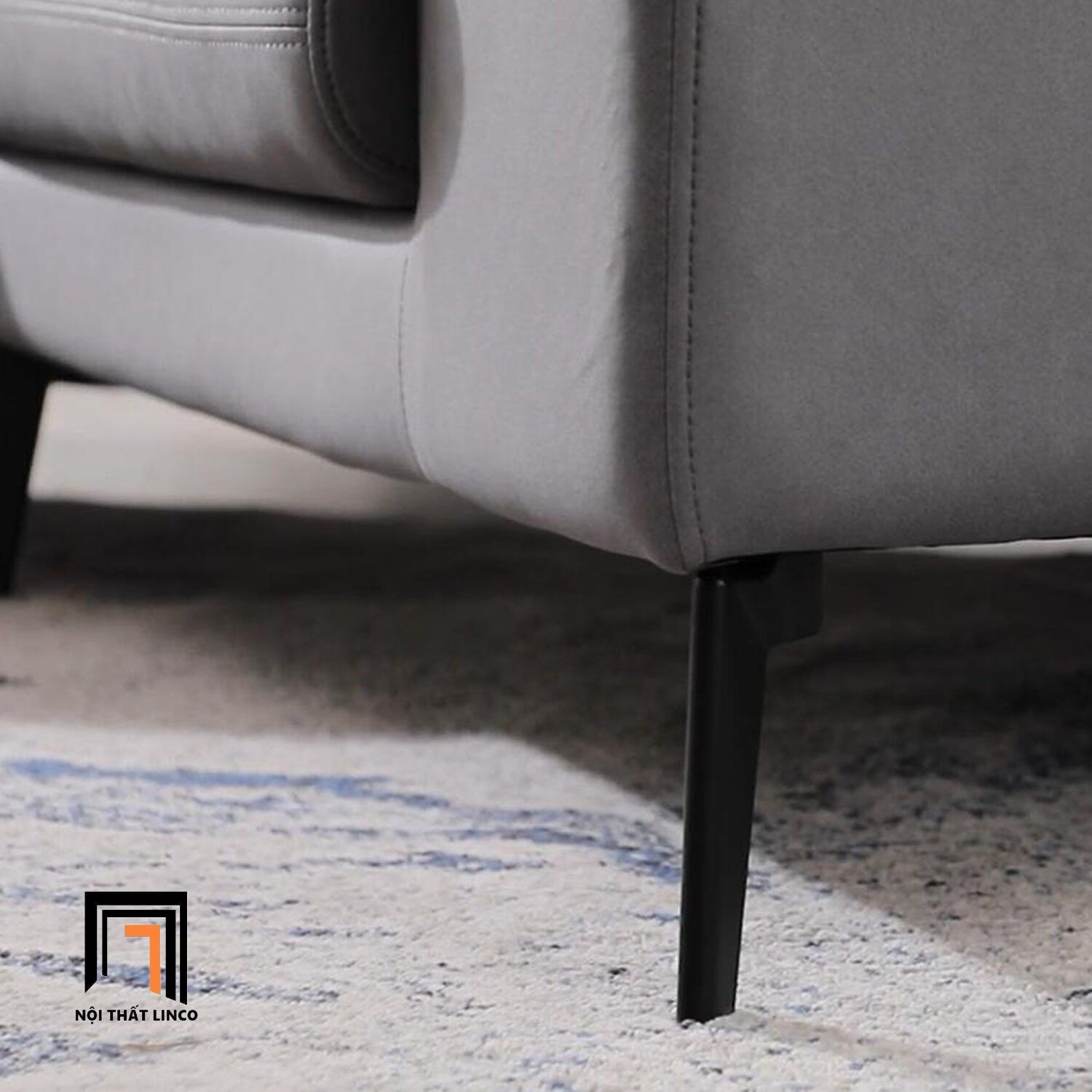  Bộ ghế sofa da góc L phòng khách lớn GT71 Klema xám lông chuột 