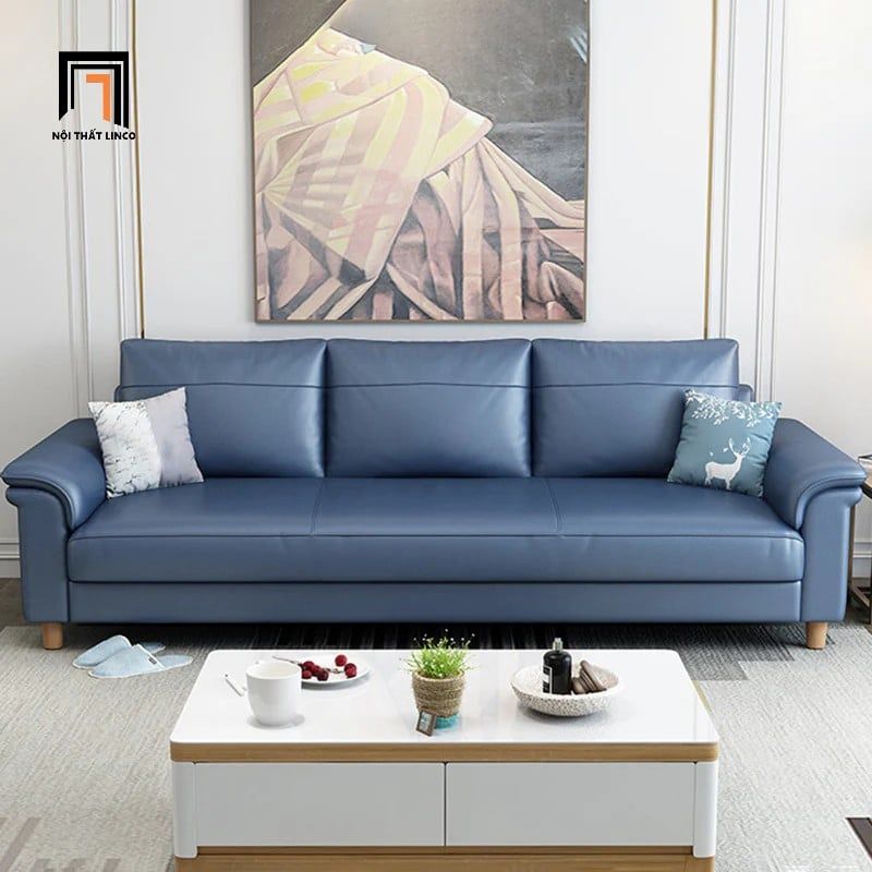  Ghế sofa băng dài 2m1 BT25 Bawati da Pu màu xanh dương 