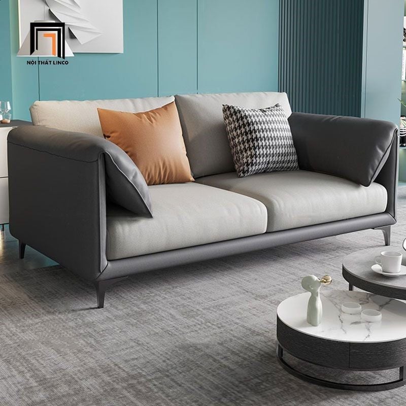  Ghế sofa đơn da giả xám DT80 Lesca kiểu dáng hiện đại 