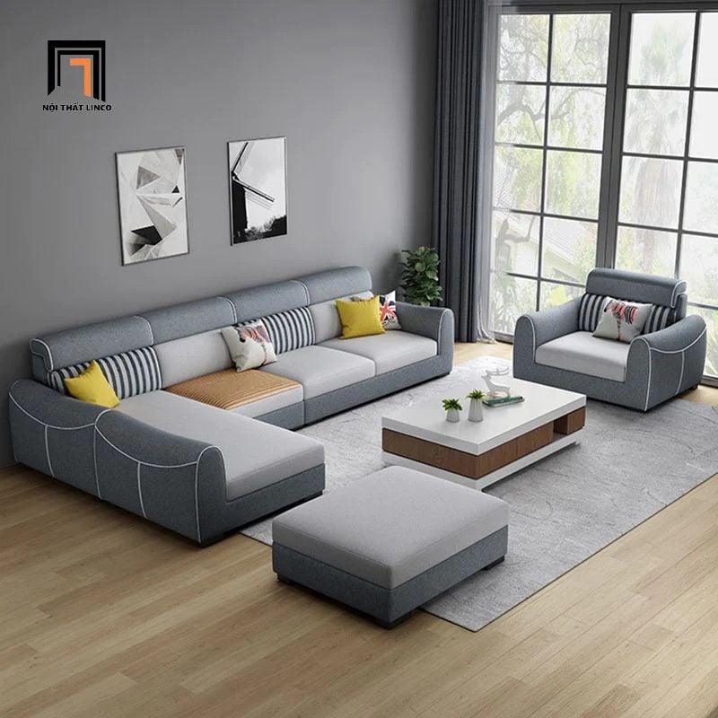  Bộ ghế sofa phòng khách lớn KT7 Hady phối màu vải nỉ mềm 