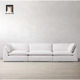  Ghế sofa chữ U UT45 Jodar dài 3m vải nhung trắng mềm mại 