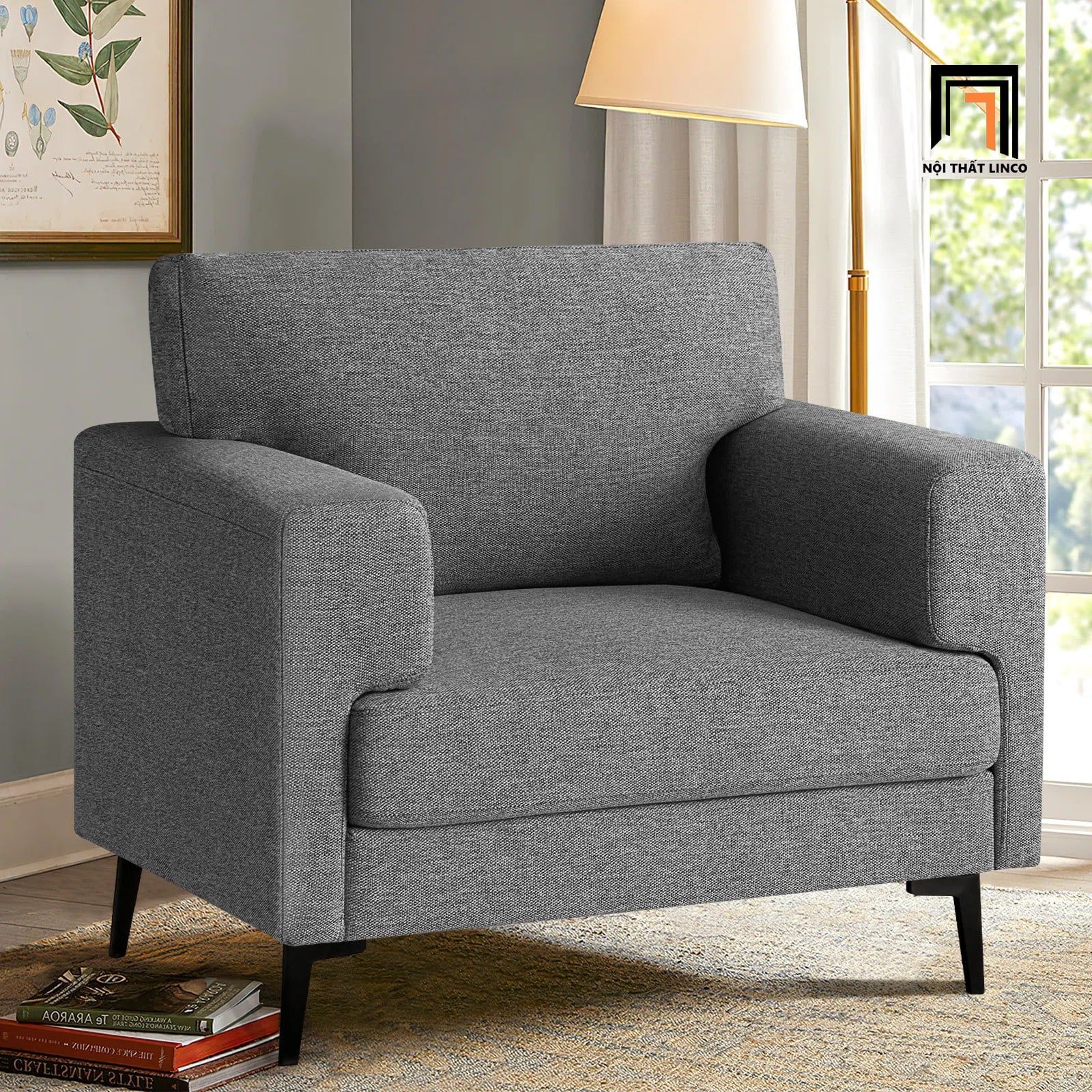  Ghế sofa đơn màu xanh ngọc giá rẻ DT78 Blennie vải nỉ bố 