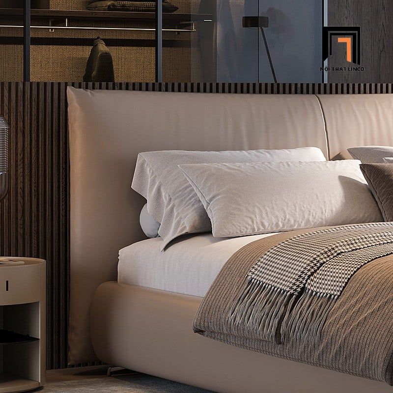  Giường ngủ cao cấp bọc da công nghiệp GN130 Fulton 1m6 x 2m 