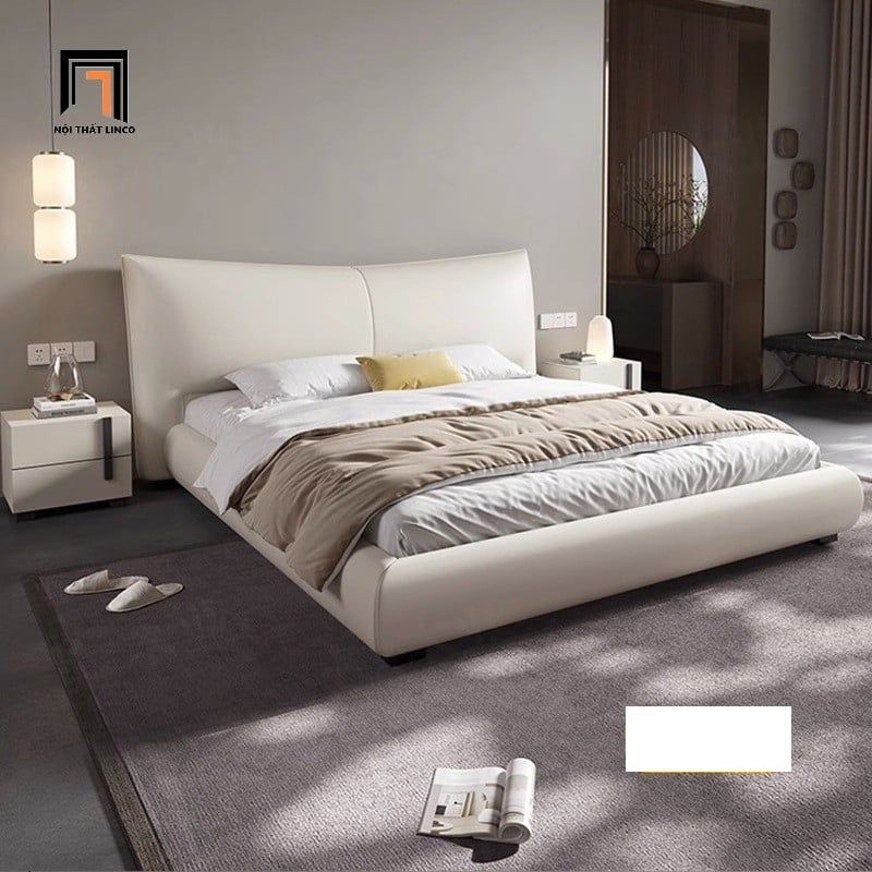  Giường ngủ kiểu dáng hiện đại GN116 Numan 1m6 x 2m da xám 