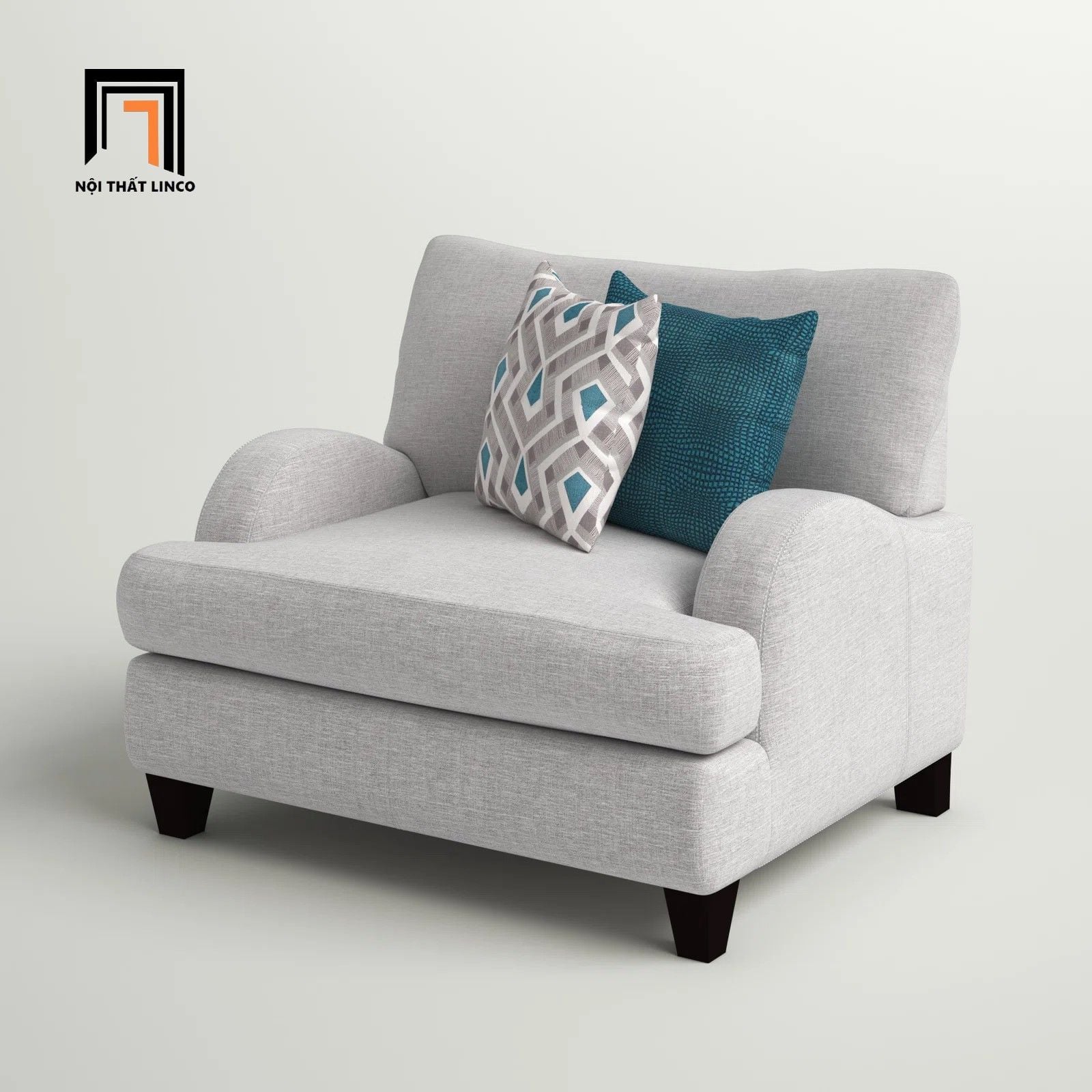  Ghế sofa đơn xám trắng DT13 Somerville phong cách tân cổ điển 