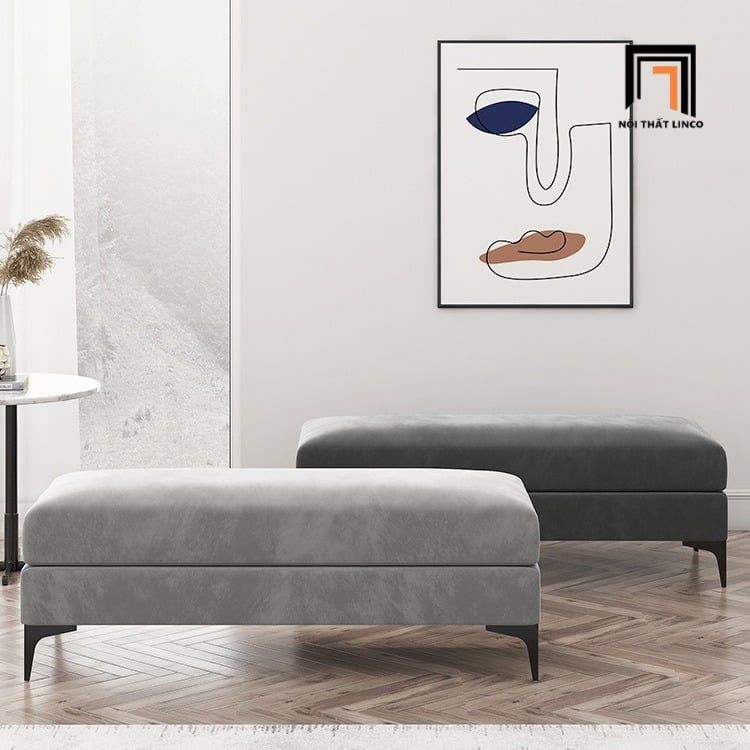  Sofa bench chữ nhật dài 1m4 SB29 Hamitor vải nhung xám 
