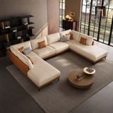  Bộ sofa chữ U UT49 Martisse dài 3m bọc da công nghiệp hiện đại 