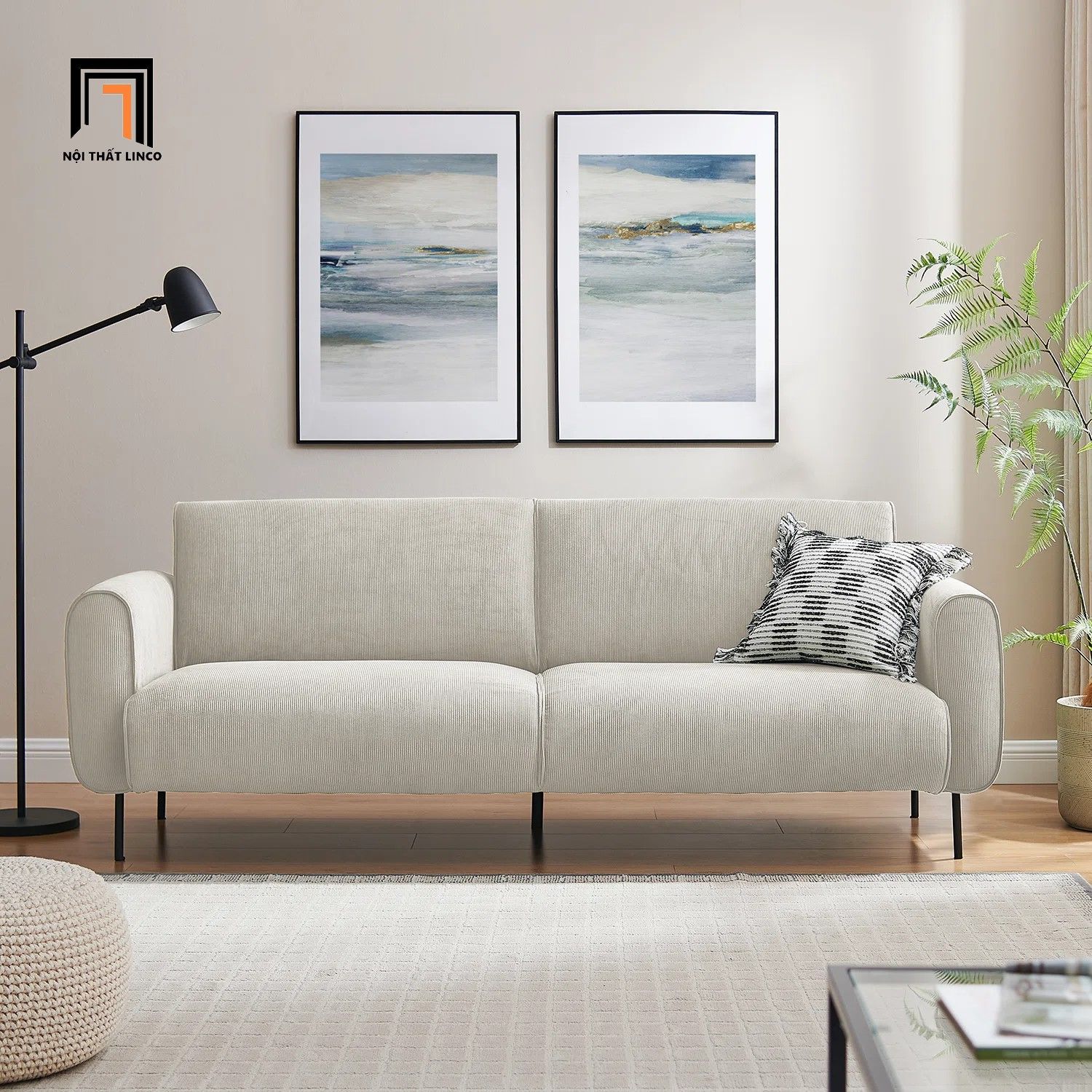  Ghế sofa băng vải nỉ màu cam 2m1 BT50 Fresnes cho sảnh chờ 