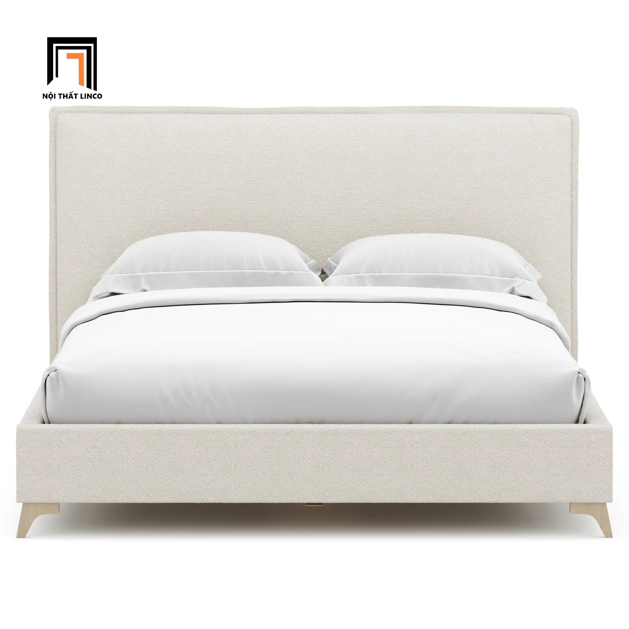  Giường ngủ vải nỉ xám trắng GN112 Bowsmen kiểu dáng trẻ trung 