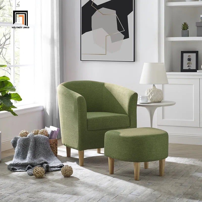  Ghế sofa đơn nhỏ gọn cho sảnh chờ DT89 Jirab vải nỉ màu vàng 