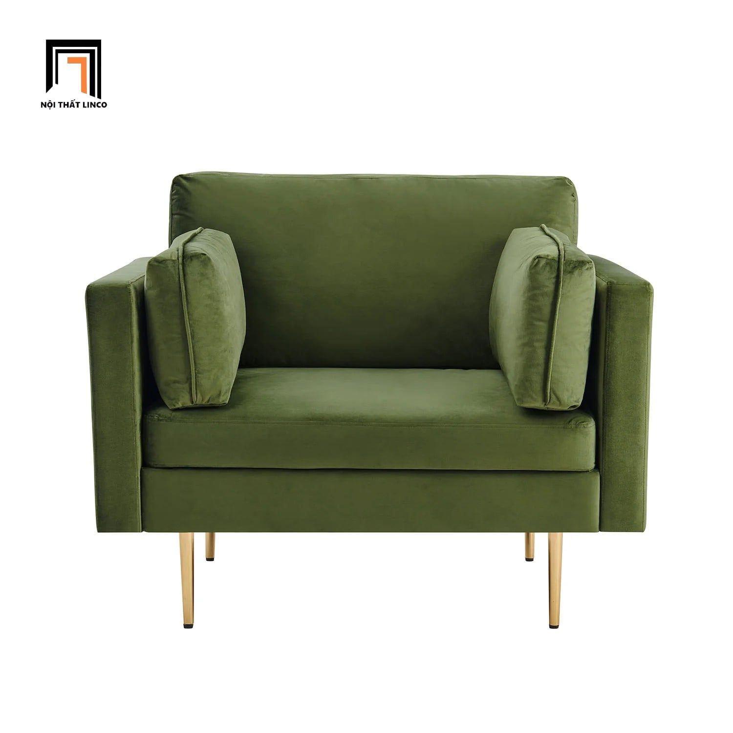  Ghế sofa đơn vải nhung xanh rêu DT82 Pelham phòng khách nhỏ 