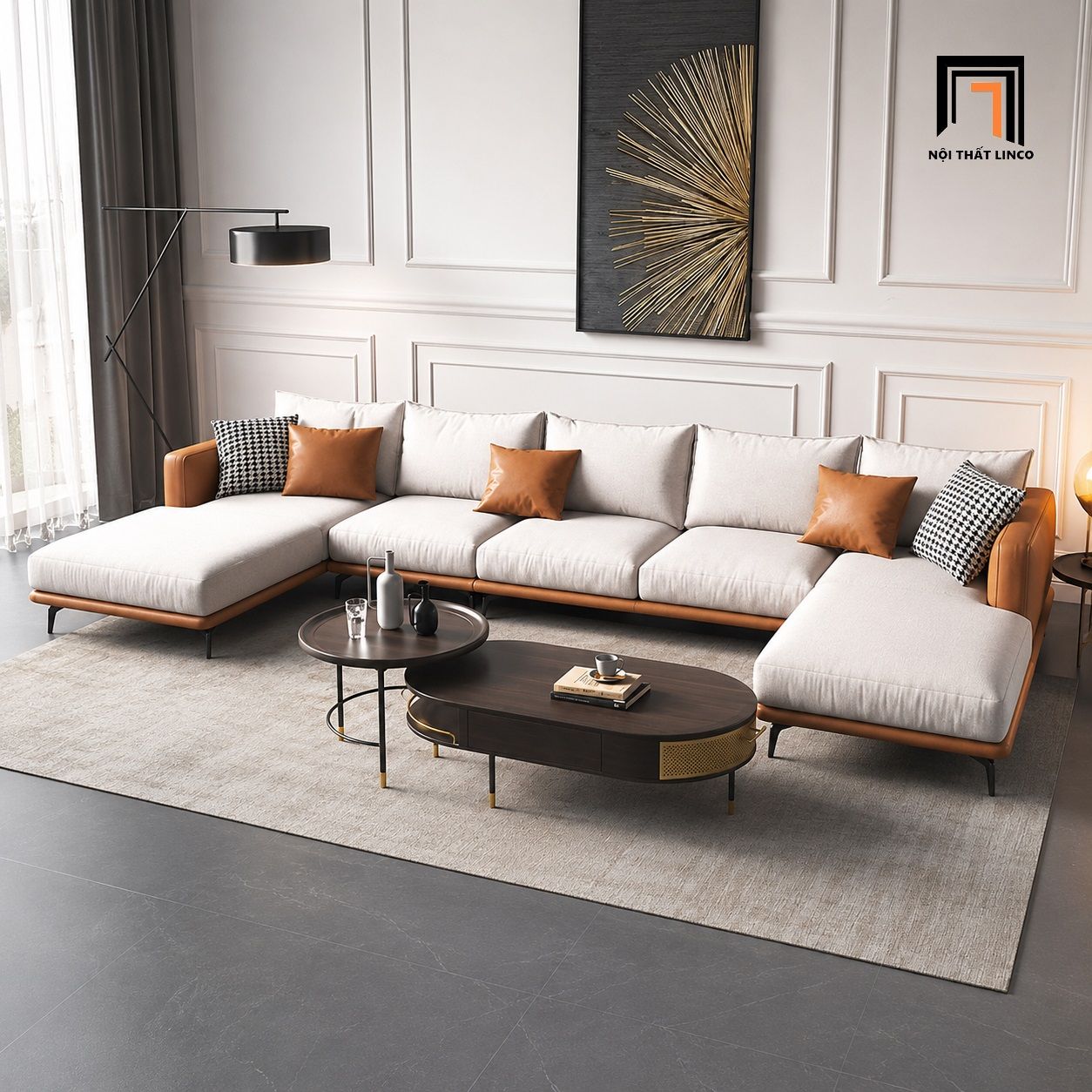  Ghế sofa U UT63 Modela 3m3 x 1m6 thiết kế hiện đại 