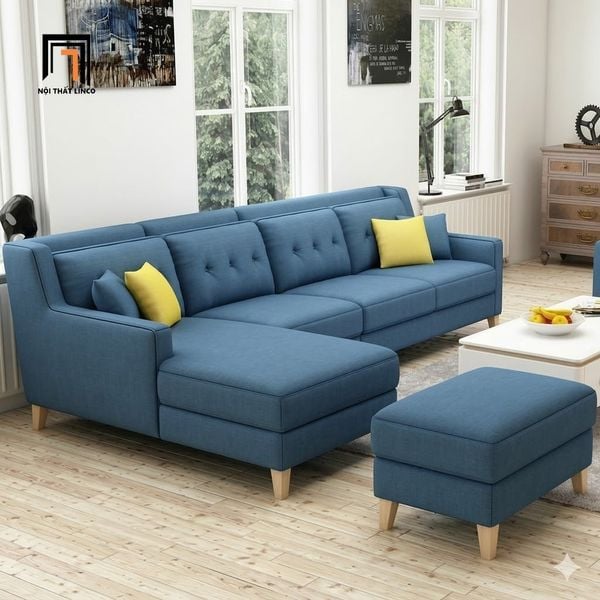 bộ ghế sofa góc xanh dương