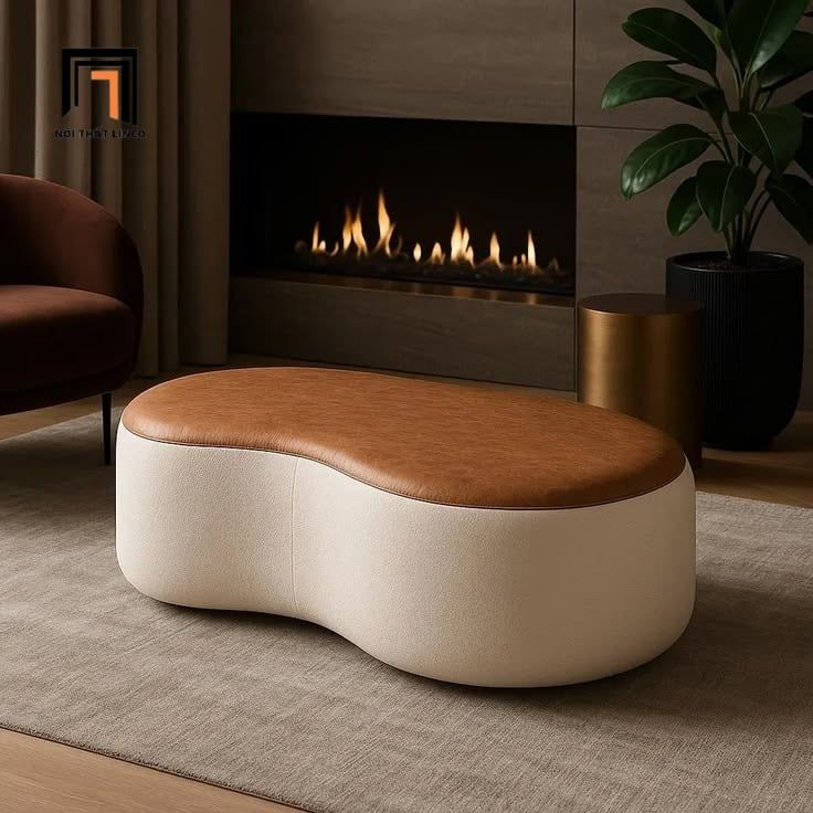  Ghế đôn sofa hạt đậu 1m1 SB36 Galmoy phối màu da giả 