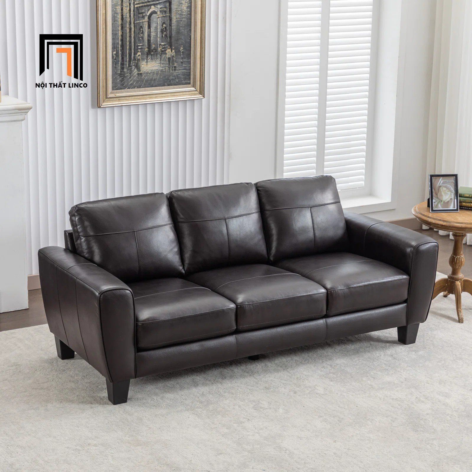  Ghế sofa băng da công nghiệp BT125 Lakischa dài 2m1 nâu đậm 