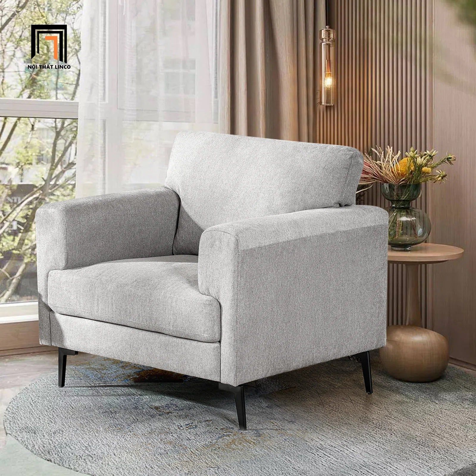  Ghế sofa đơn màu xanh ngọc giá rẻ DT78 Blennie vải nỉ bố 