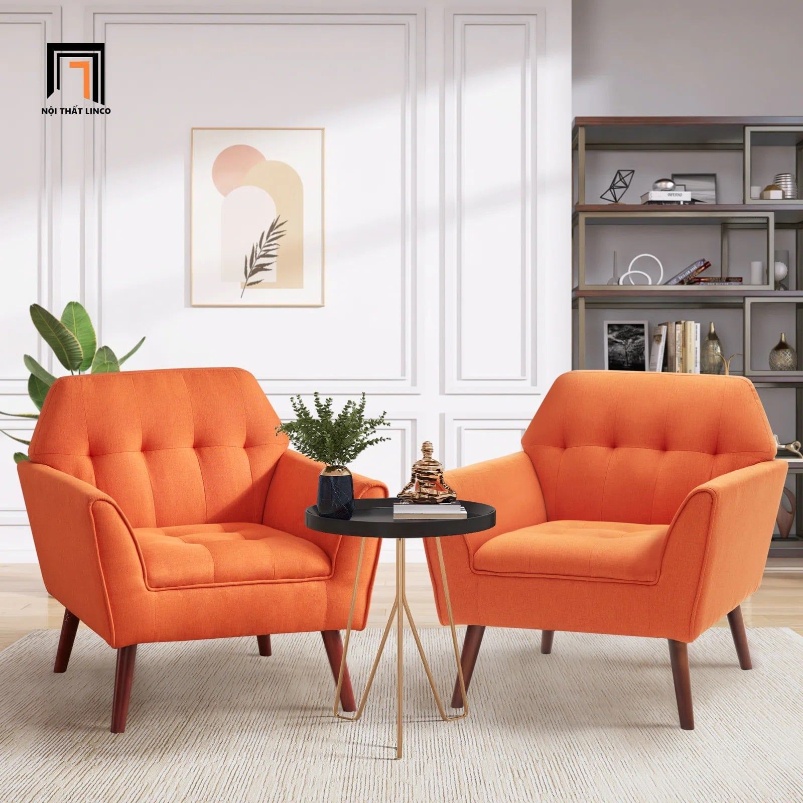  Ghế sofa đơn màu cam hiện đại DT97 Chopda phòng khách đẹp 