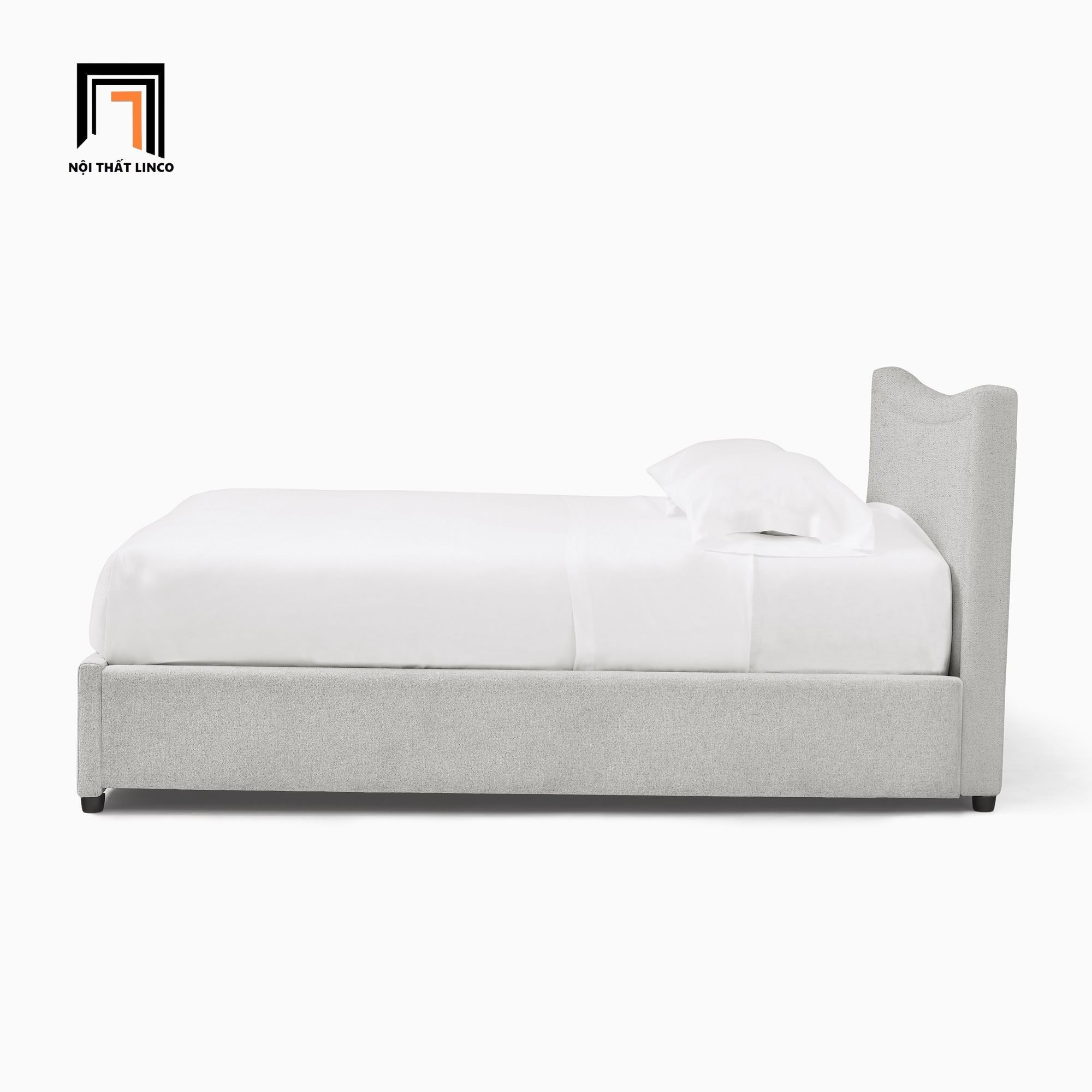  Giường ngủ bọc vải xám trắng GN129 Eolia 1m6 x 2m trẻ trung 