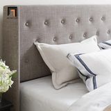  Giường ngủ bọc vải xám đậm GN107 Standie giật nút hiện đại 