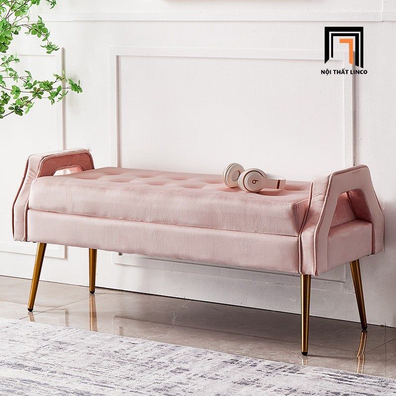  Sofa bench vải nhung SB30 Scarlet 1m4 x 55 màu vàng đồng 