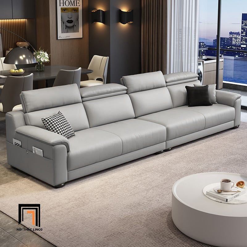  Ghế sofa băng dài 2m5 BHQ68 Townley bọc da kê đầu gật gù 