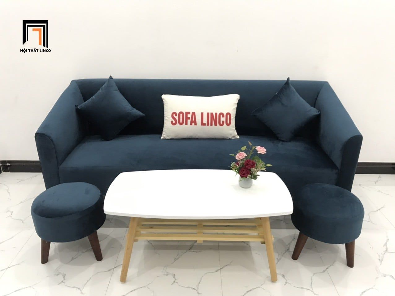  Bộ ghế sofa băng dài xanh đậm BL6 Pelly dài 1m9 cho văn phòng 