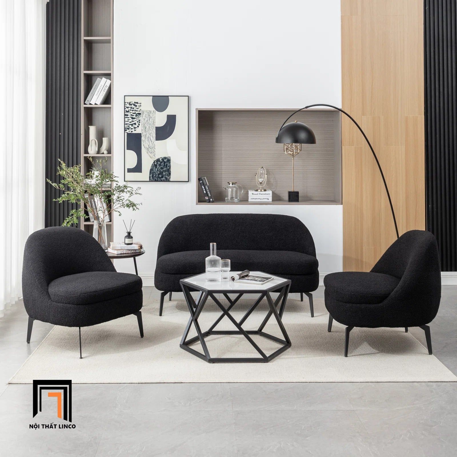  Ghế sofa đơn màu carot vải lông cừu DT111 cho sảnh chờ nhỏ 