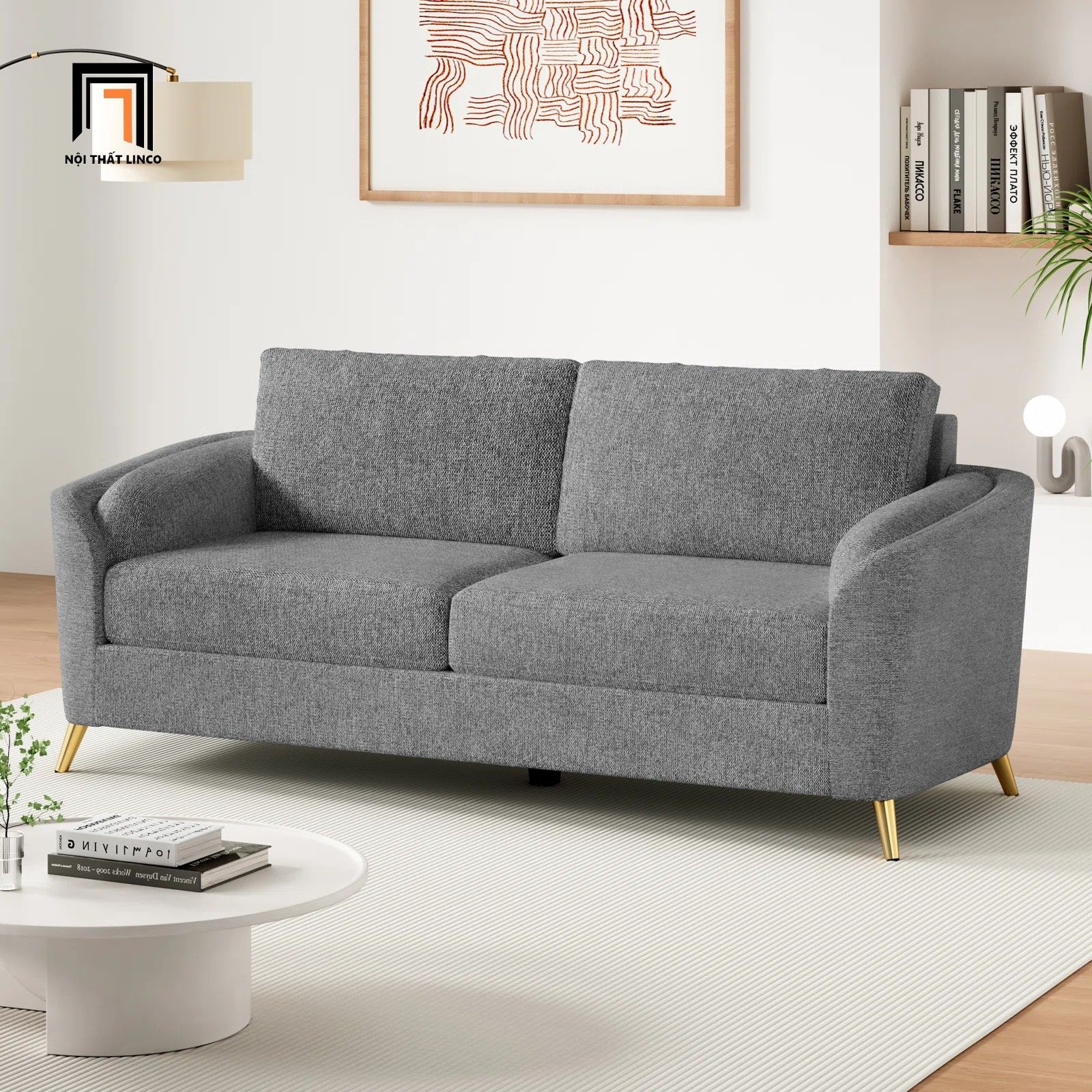  Ghế sofa băng cong vải nỉ BHQ36 Zaheer 1m9 cho chung cư 
