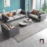  Ghế sofa đơn da giả xám DT80 Lesca kiểu dáng hiện đại 
