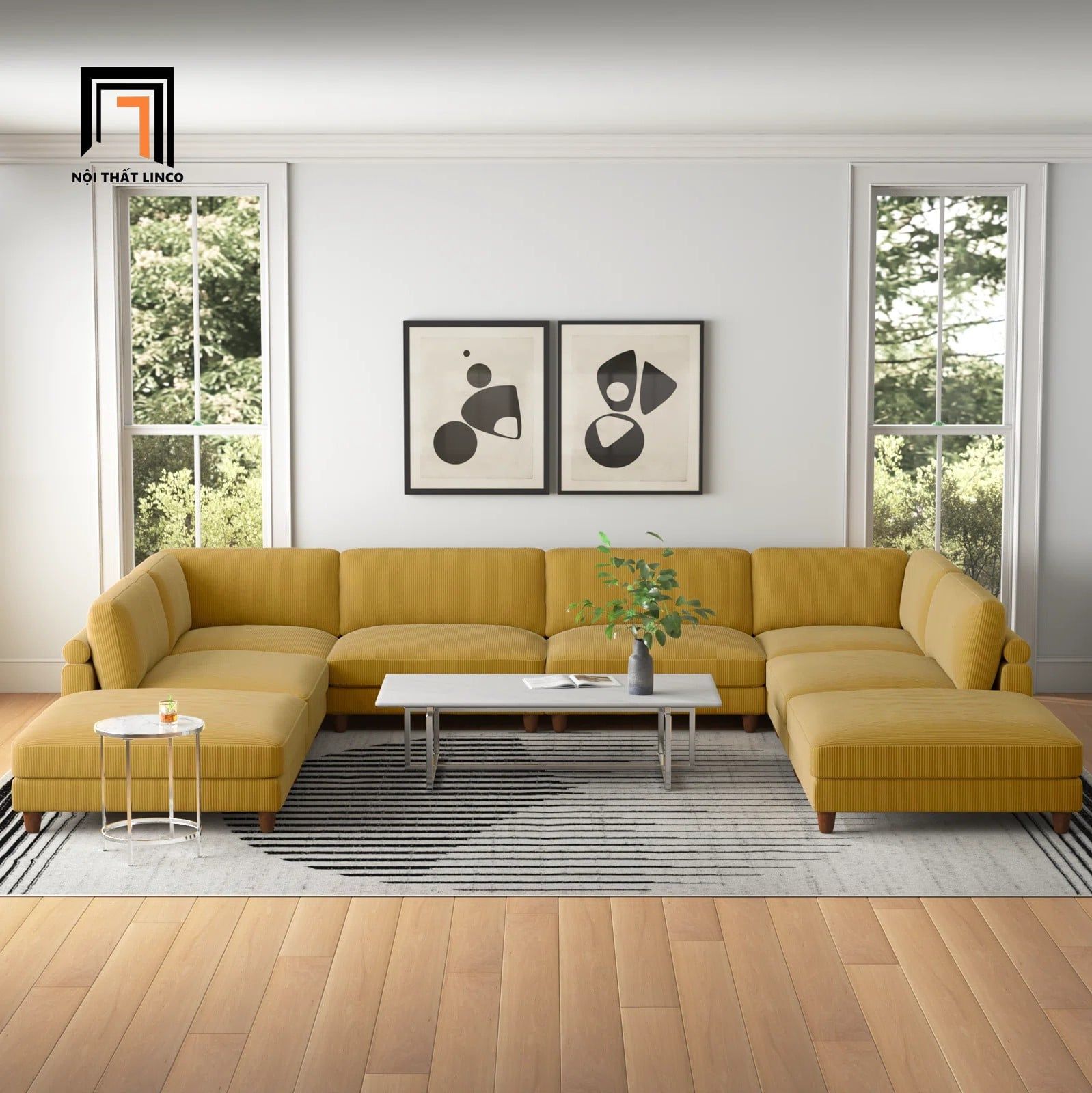  Bộ sofa chữ U UT31 Duroy 3m4 cao cấp, rộng rãi cho gia đình 
