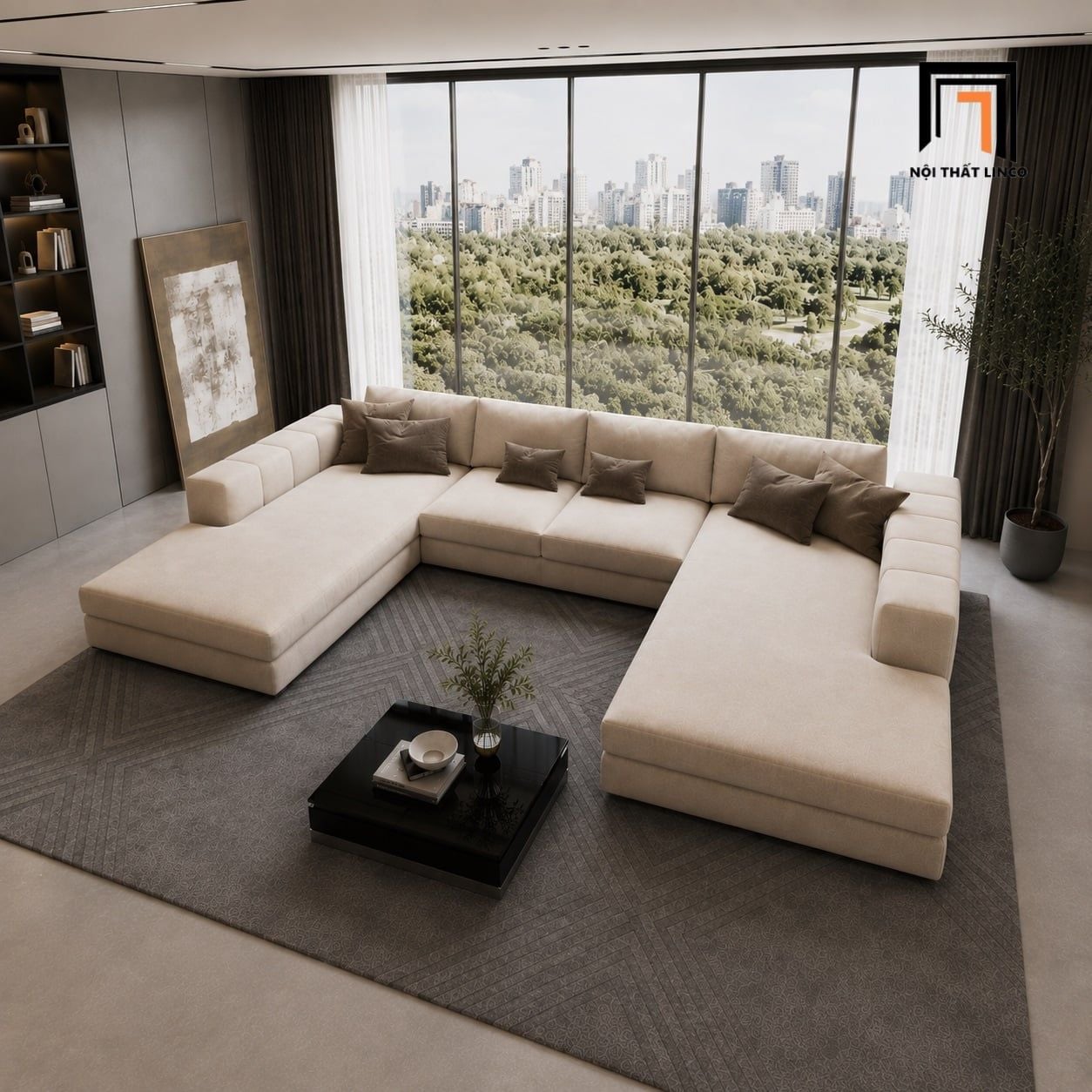  Bộ ghế sofa chữ U 3m UT67 Loren phòng khách gia đình 