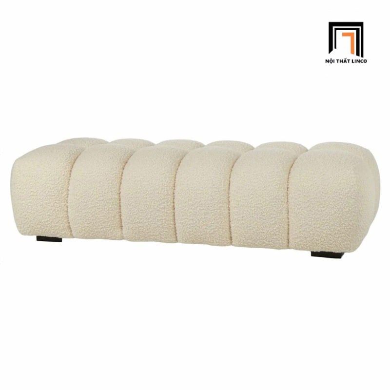 Ghế đôn sofa giá vải lông cừu SB24 Osage dài 1m4 xinh xắn 