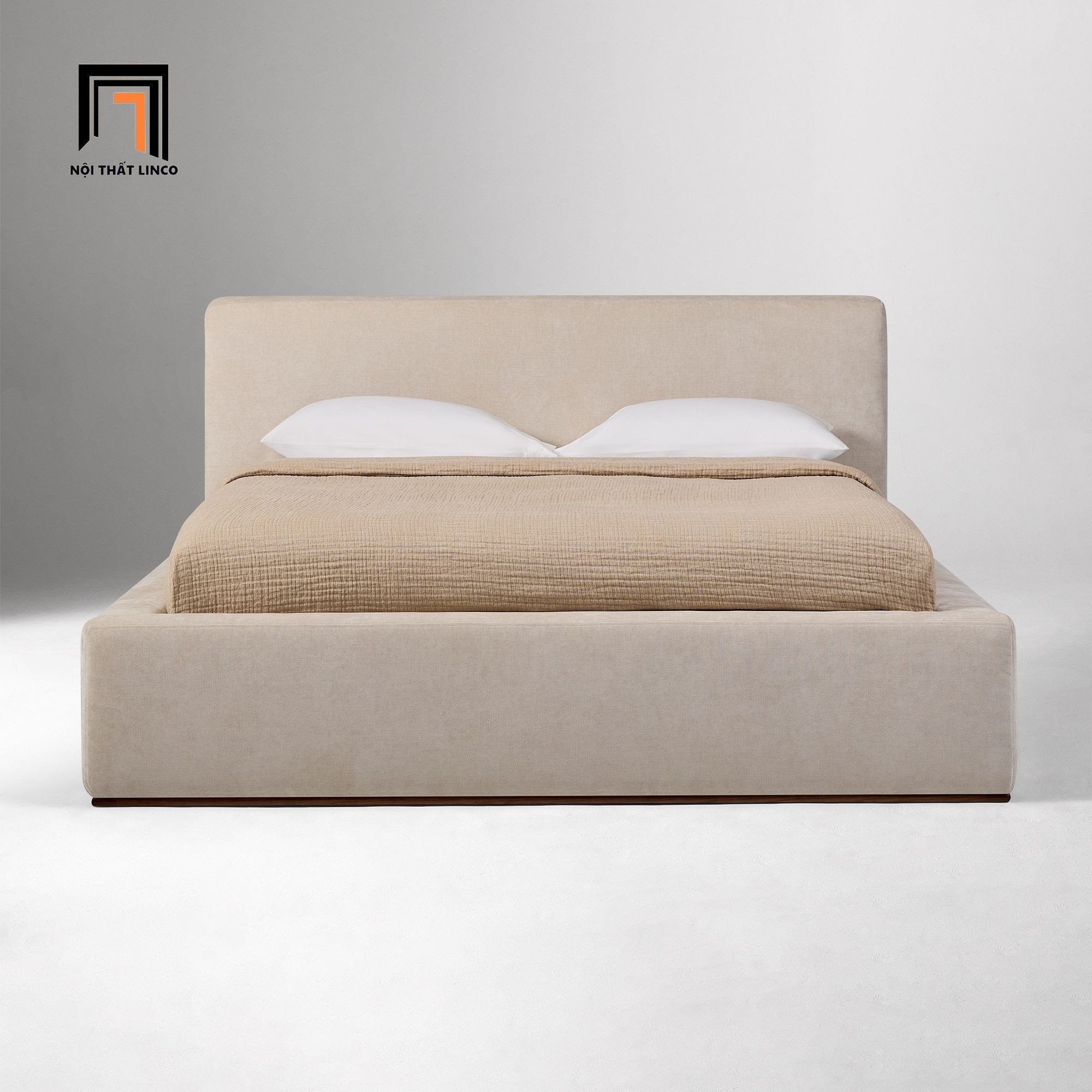  Giường ngủ bọc nệm giá rẻ vải mềm GN124 Quinten 1m6 gia đình 