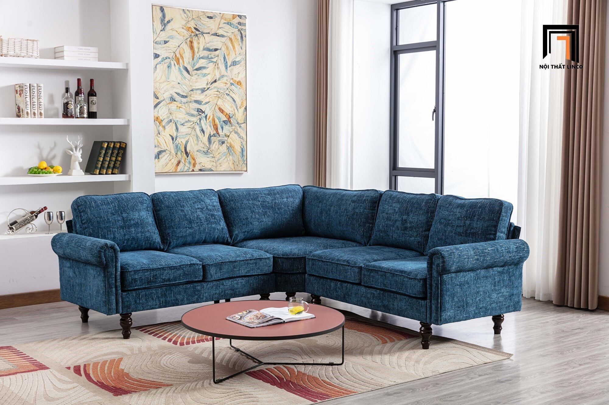  Bộ ghế sofa góc L châu Âu 2m4 x 2m4 GT68 Winston sang trọng 
