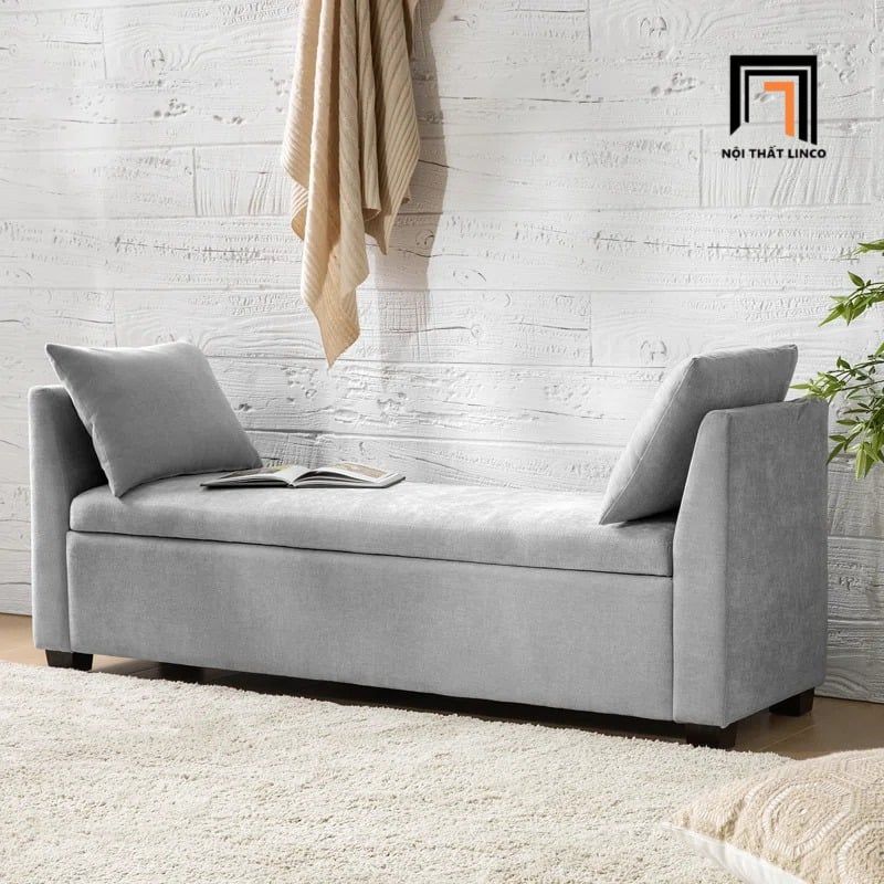  Ghế sofa bench chờ dài 1m3 SB7 Mylisa màu xám vải nỉ 