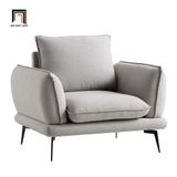  Ghế sofa đơn xám trắng vải bố DT81 Obriel ngồi đọc sách 